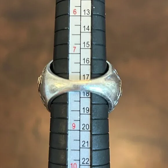 Dian Malouf Silver and 14k Turquoise Cocktail Ring - Picture 10 of 12